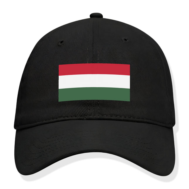 Black baseball cap featuring the Hungarian flag (red, white, green) design.