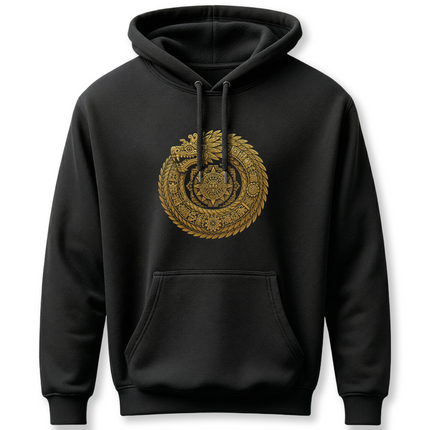 Feathered Serpent Sacred Geometry Hoodie - Gold Mandala Design