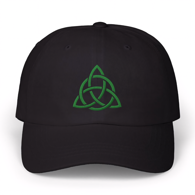 Triquetra Baseball Cap | Green Trinity Knot Celtic Symbol Embroidered Hat