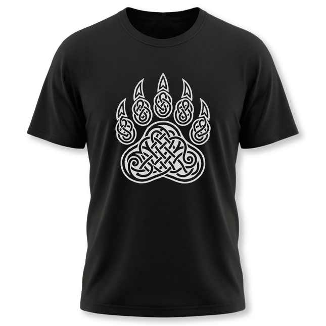 Celtic Knotwork Bear Paw Print T-Shirt |  Norse Spirit Animal Tee
