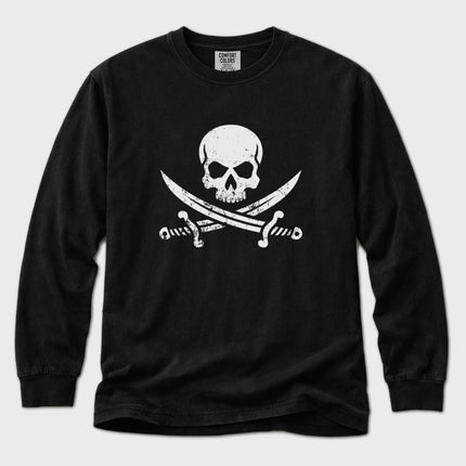 Jolly Roger Long Sleeve T-Shirt | Pirate Skull and Cutlass Graphic Tee