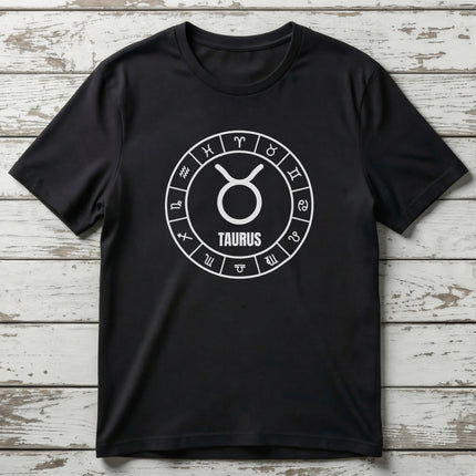 Taurus Sign Astrology All Symbols T-Shirt | Zodiac Graphic and Text Tee V25