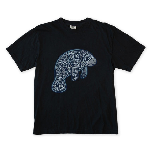 Mayan Manatee Geometric T-Shirt | Tribal Ocean Animal Unisex Unisex Tee
