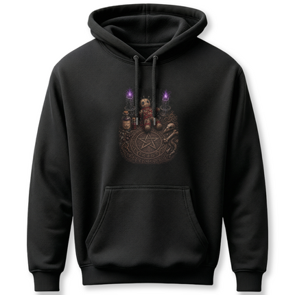 Dark Magic Ritual Table Hoodie - Gothic Doll & Occult Pentagram Pullover