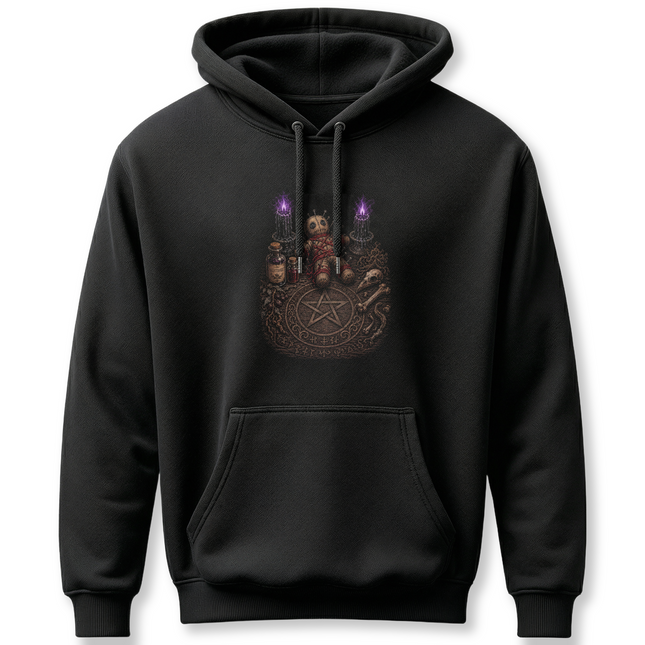 Dark Magic Ritual Table Hoodie - Gothic Doll & Occult Pentagram Pullover