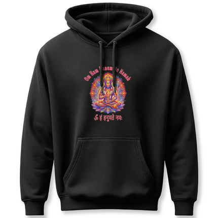 Spiritual Lord Hanuman Om Hanumate Namah mantra hoodie design print.