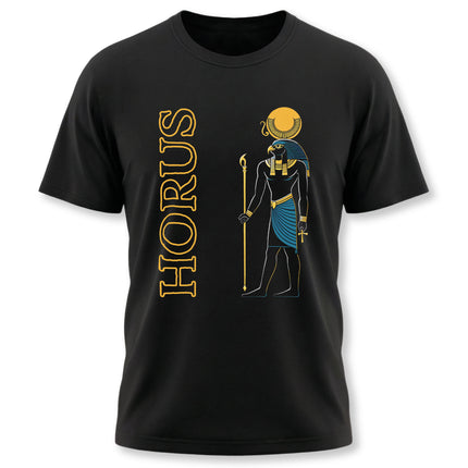 Horus Egyptian god graphic tee featuring ancient Egyptian mythology art and design.