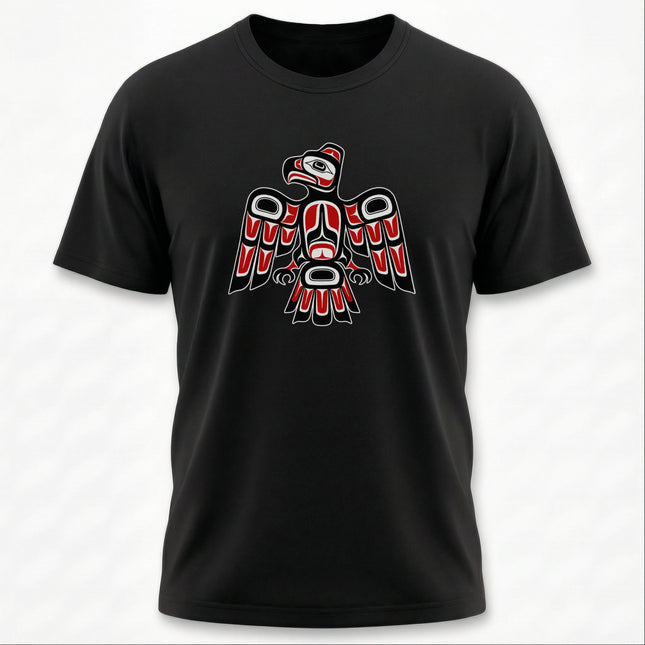 Indigenous Red & Black Eagle T-Shirt | Pacific Northwest Formline Art | Raven