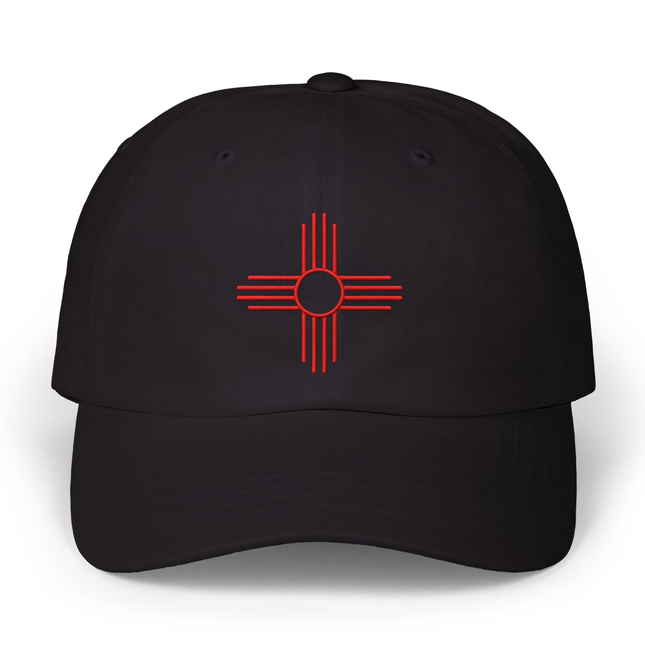 New Mexico Zia Sun Baseball Cap | Embroidered Red Symbol Hat