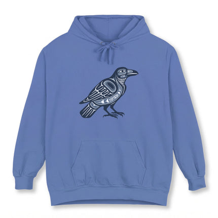 Inuit Inspired Raven Symbol Hoodie | Native American Tribal Art Pullover Hoodie