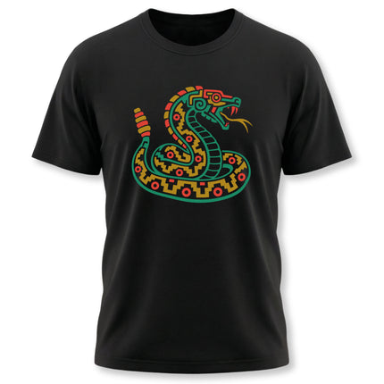 Aztec Rattlesnake T-Shirt | Coiled Green Serpent Graphic Design Tee