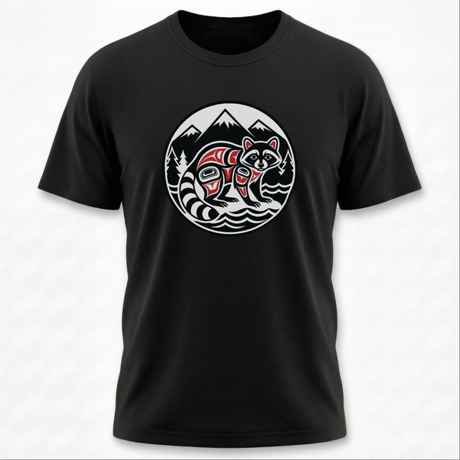 Raccoon Formline Art T-Shirt | Indigenous PNW Wildlife Tee | Raccoon
