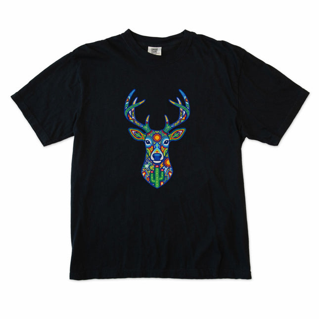 Huichol Deer Graphic Tee - Mexican Folk Art Graphic T-Shirt