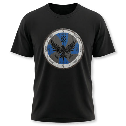 Viking Raven Shield T-Shirt - Norse Mythology Warrior Tee