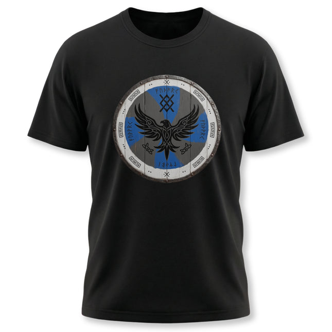 Viking Raven Shield T-Shirt - Norse Mythology Warrior Tee