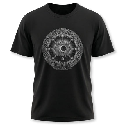 Arianrhod's Silver Wheel T-Shirt - Celtic Mythology Mystic Circle