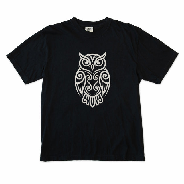 T-shirt unisexe Hibou tribal | Sagesse complexe du nœud celtique