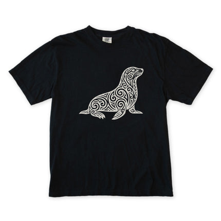 Tribal Swirl Seal T-Shirt | Ornate Marine Animal Graphic Tee | Comfort Colors