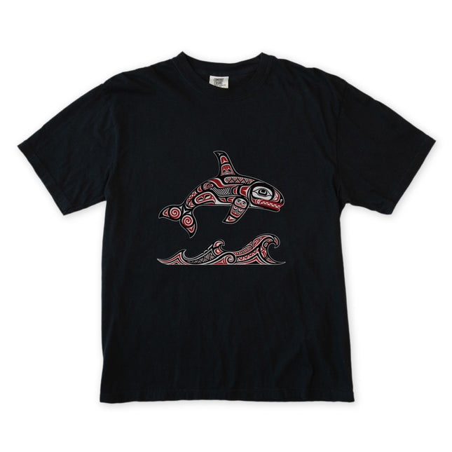 Haida Killer Whale & Waves T-Shirt | Indigenous Formline Art Orca Tee Tshirt