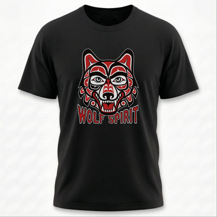 Wolf Spirit T-Shirt | Red & Black Indigenous Formline Wolf Head | Spirit