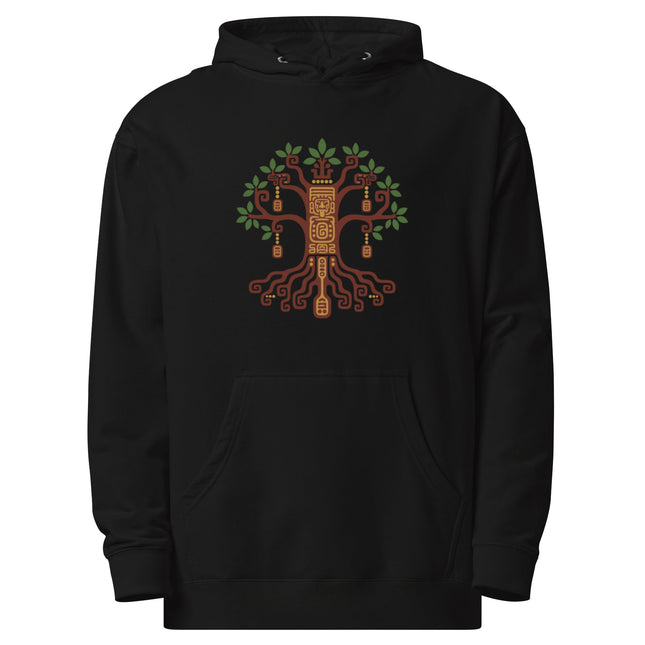 Maya Ceiba Tree Hoodie | Branches, Roots, and Geometric Motifs