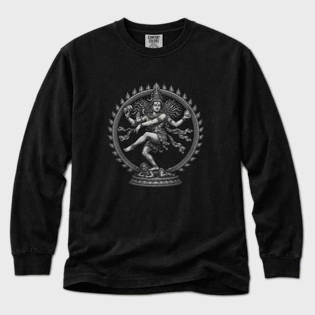 Shiva Nataraja graphic tee featuring the dancing Hindu deity art print.