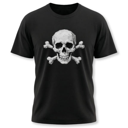 Gothic Skull and Crossbones T-Shirt - Hand-Painted Skeletal Art Tee