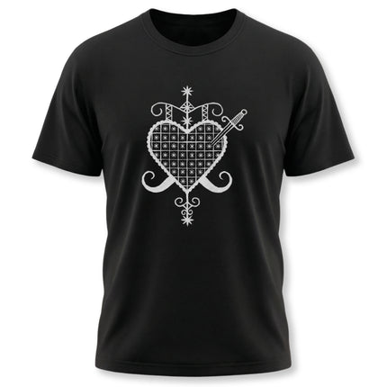Erzulie Dentor Veve Celestial Heart Gothic T-Shirt | Voodoo Graphic Tee