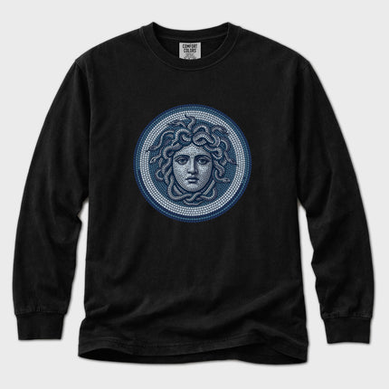 Mosaic Medusa Long Sleeve T-Shirt | Greek Mythology Gorgon Graphic Tee