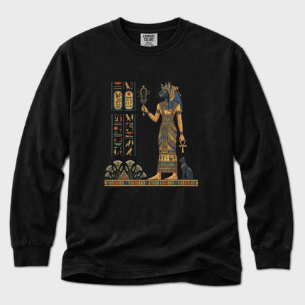 Bastet Egyptian Goddess Long Sleeve T-Shirt | Ancient Egypt Art Tee