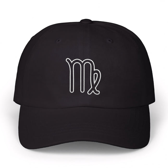 Virgo Zodiac Outline Embroidered Black Hat | Astrology Symbol Baseball Cap