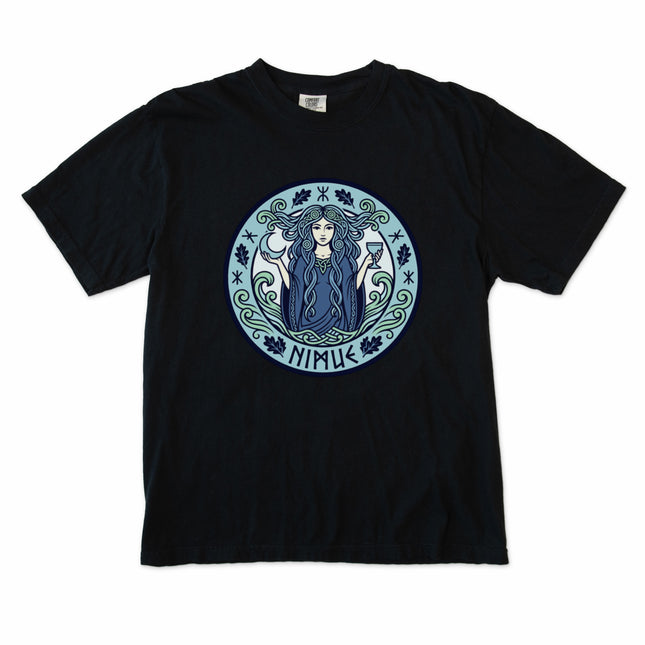 Nimue Lady of the Lake Celtic mythology t-shirt featuring water sorceress artwork design.