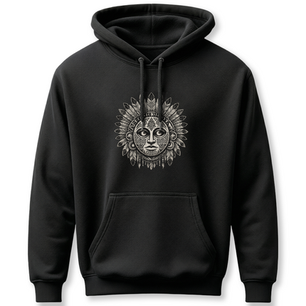 Tribal Lunar Mask Sacred Geometry Graphic Hoodie - Bohemian Style