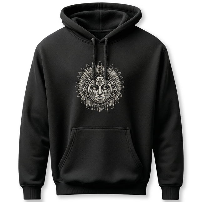 Tribal Lunar Mask Sacred Geometry Graphic Hoodie - Bohemian Style