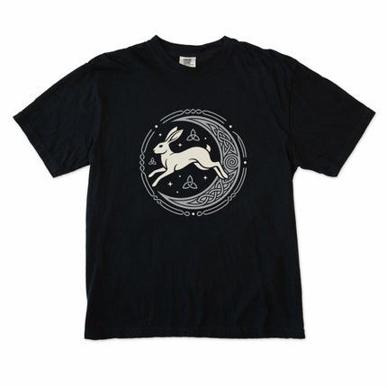 Celtic Hare and Crescent Moon T-Shirt | Knotwork Graphic Comfort Colors Tee