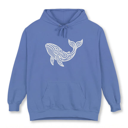 Tribal Whale Art Hoodie | Stylized Ocean Spirit Animal Pullover Hoodie