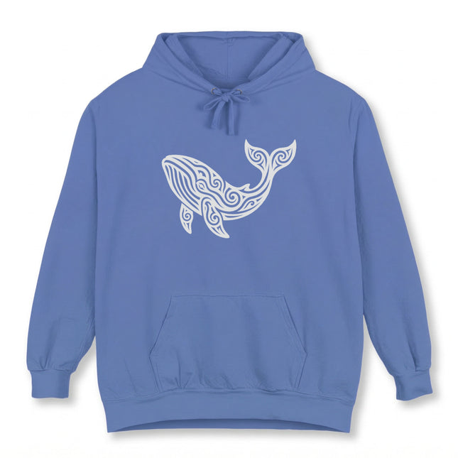 Tribal Whale Art Hoodie | Stylized Ocean Spirit Animal Pullover Hoodie