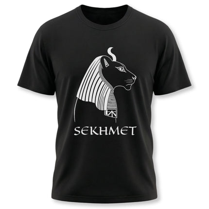 Sekhmet Egyptian goddess line art graphic tee featuring the stylized lioness design.