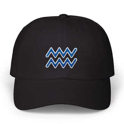 Aquarius Zodiac Sign Blue Embroidered Dad Cap | Astrology Symbol Hat