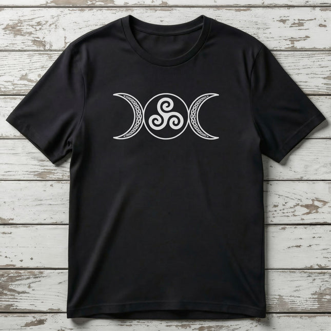 Triple Moon Goddess Triskelion Celtic Knotwork T-Shirt | Witchy Tee | V7