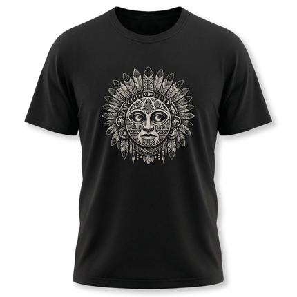 Tribal Lunar Mask Mandala Art T-Shirt | Sacred Geometry Tee