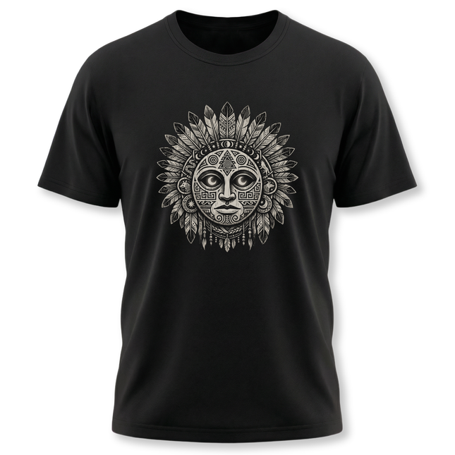 Tribal Lunar Mask Mandala Art T-Shirt | Sacred Geometry Tee