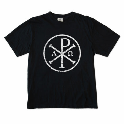 Byzantine Chi Rho symbol early Christian art graphic tee shirt design.