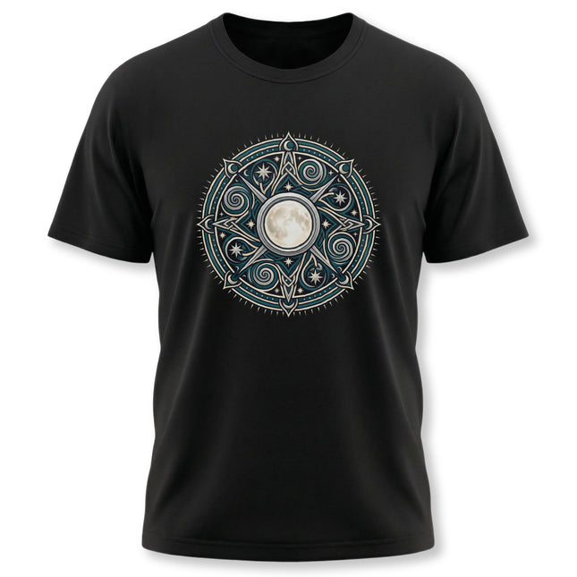 Arianrhod's Wheel Celtic Mythology Graphic Tee | Celestial Moon Mandala