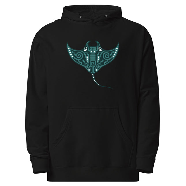 Maya Manta Ray Hoodie | Teal Geometric Ocean Hooded Sweatshirt