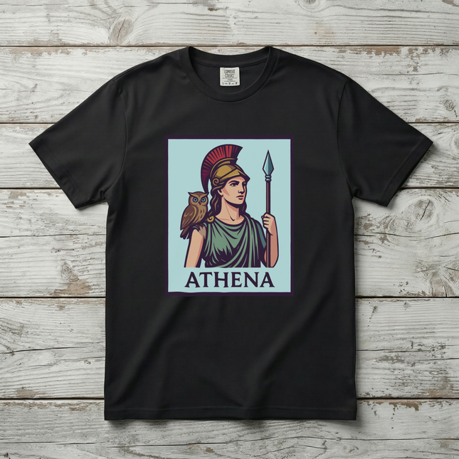 Athena Greek Goddess T-Shirt | Mythology Owl Spear Graphic Unisex Tee | V1