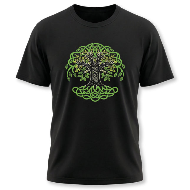 Celtic Tree of Life knotwork graphic tee featuring Yggdrasil knotwork design.
