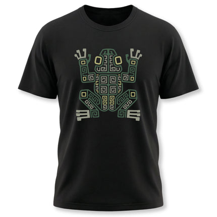 Mayan Frog T-Shirt | Olive and Cream Geometric Amphibian Design Tee