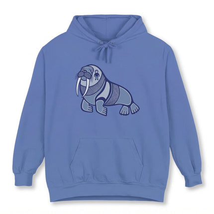 Inuit Inspired Walrus Hoodie | Arctic Animal Indigenous Art Graphic Pullover Hoodie