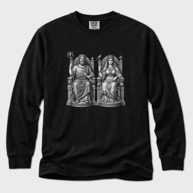 Zeus and Hera Long Sleeve T-Shirt | Greek Mythology Statue Art Tee